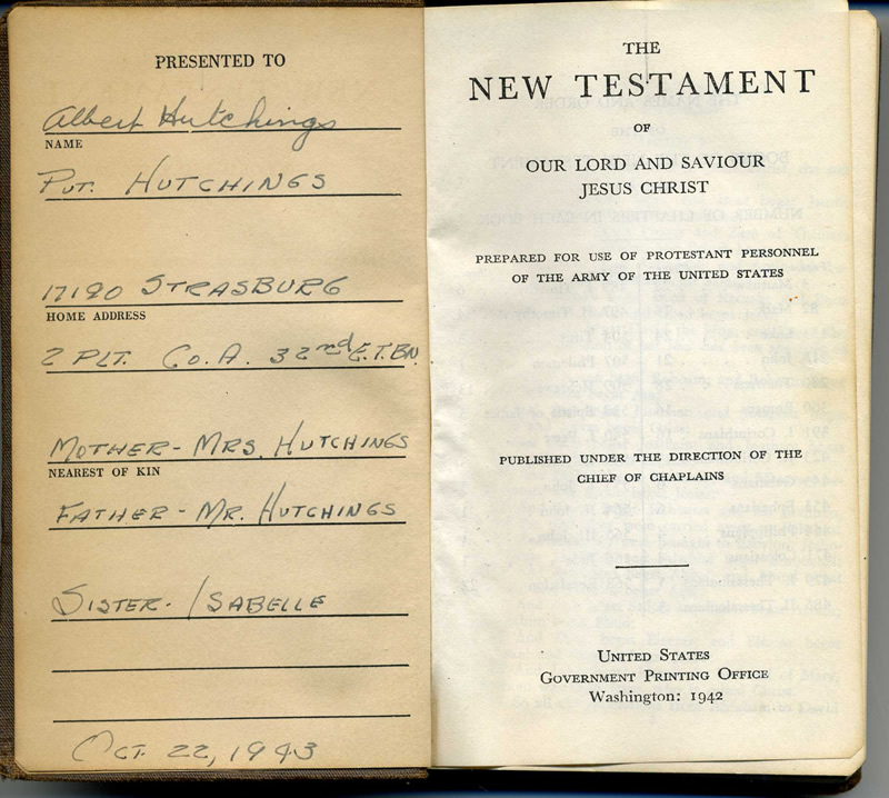 Al Hutchins - Inside New Testament - Presented to page